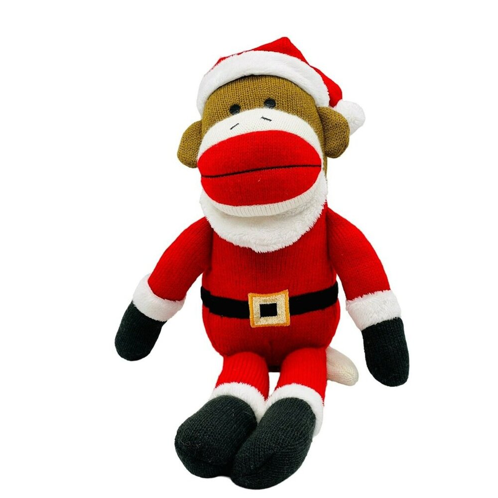 Animal Adventure‎ Sock Monkey Santa Plush 10 inch 2012 Christmas Stuffed Animal